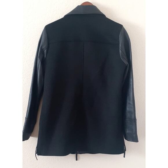 Lucky Brand Wool and Leather Mid Length Biker Jacket - Picture 7 of 11